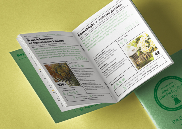 An open booklet revealing a spread of the America's Garden Passport